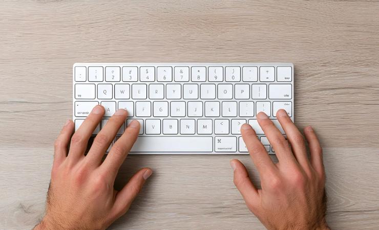 Uomo che pigia tasti tastiera del pc