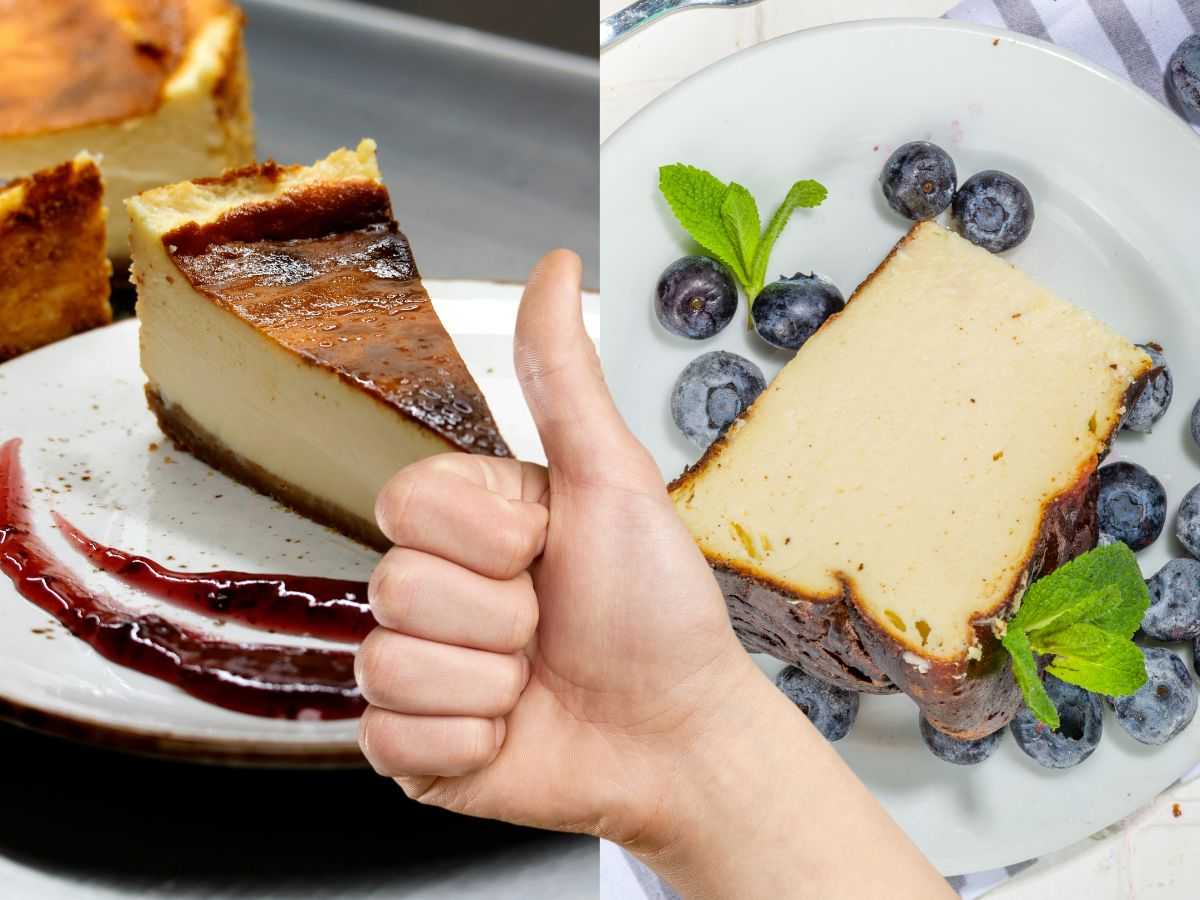 sfondo cheescake basca in orizzontale e in verticale e pollice su