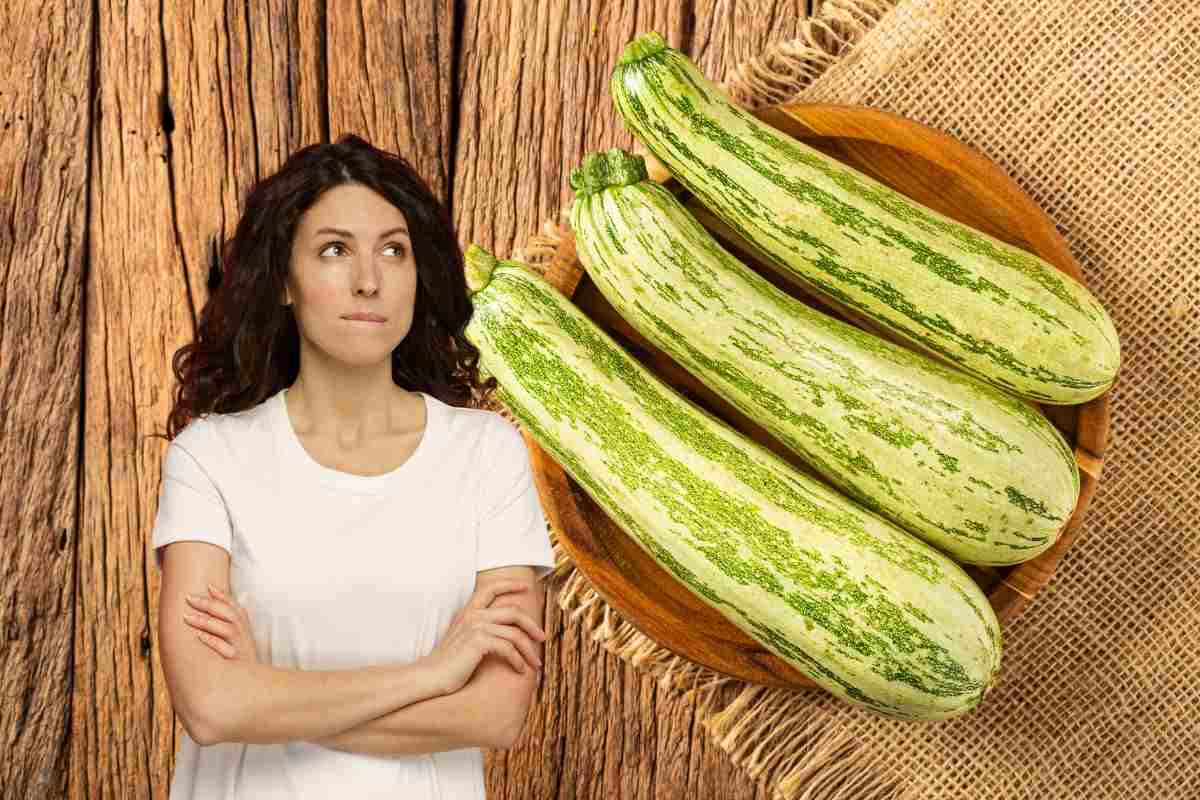 donna che pensa e zucchine
