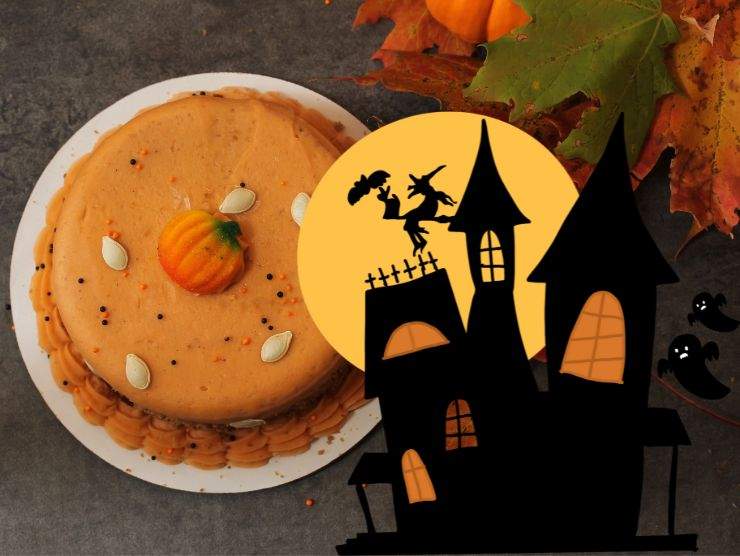 torta alla zucca e immagine di Halloween